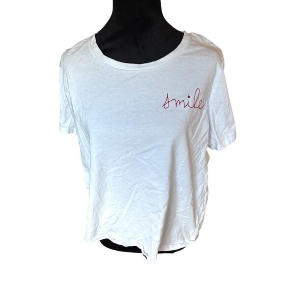 Smile‎ Embroidered White Cotton T-Shirt – XL, 100% Cotton (Casual Graphic Tee) - Picture 1 of 4